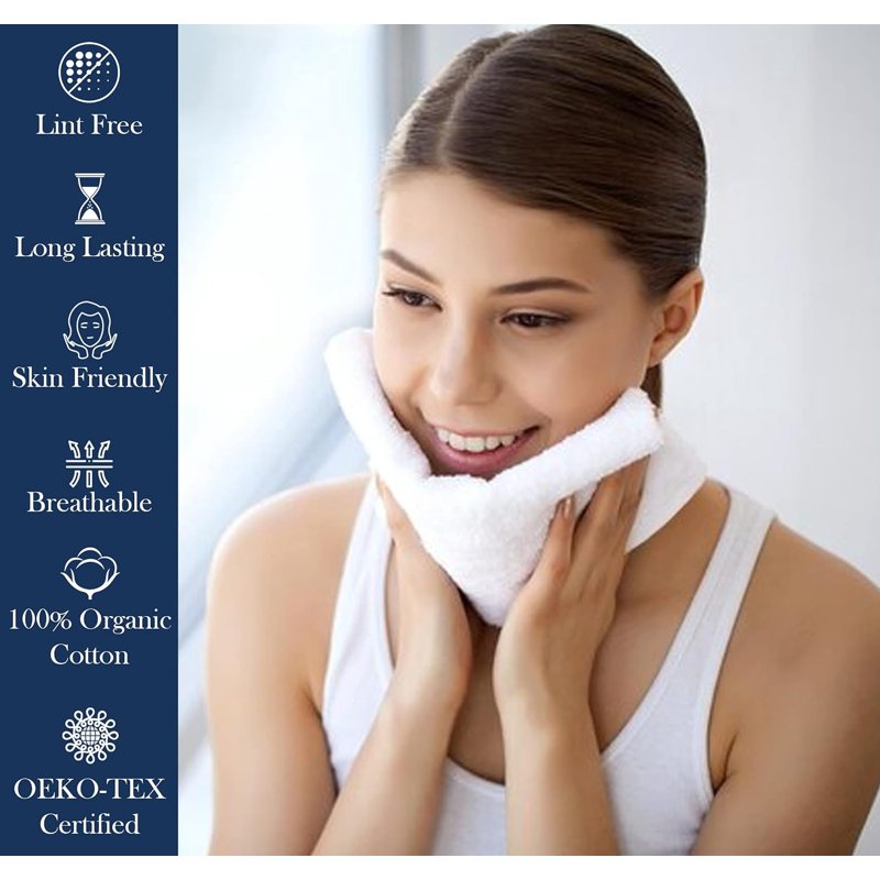 Delara Organic Cotton Washcloths 6-Pack - Dark Gray, 13x13 Inch, 650 GSM Plush Soft Face Towels