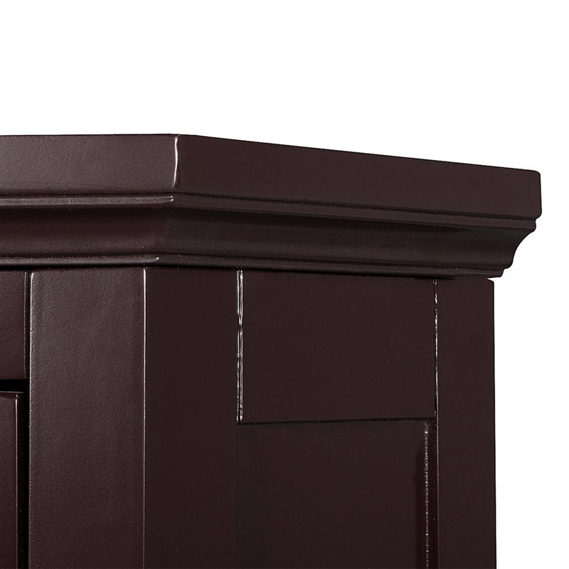 Freestanding Corner Floor Cabinet with Faux Louvered Door - Dark Brown