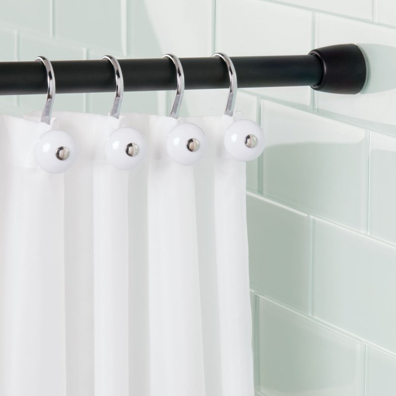 Adjustable Shower Curtain Tension Rod - Black, 26-42 Inches, Heavy Duty