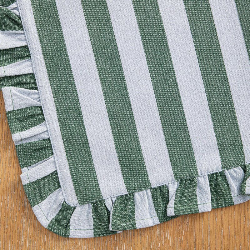 Ruffle Stripe Fabric Placemat - Cornflower Blue & Thyme Green, 20" x 14"