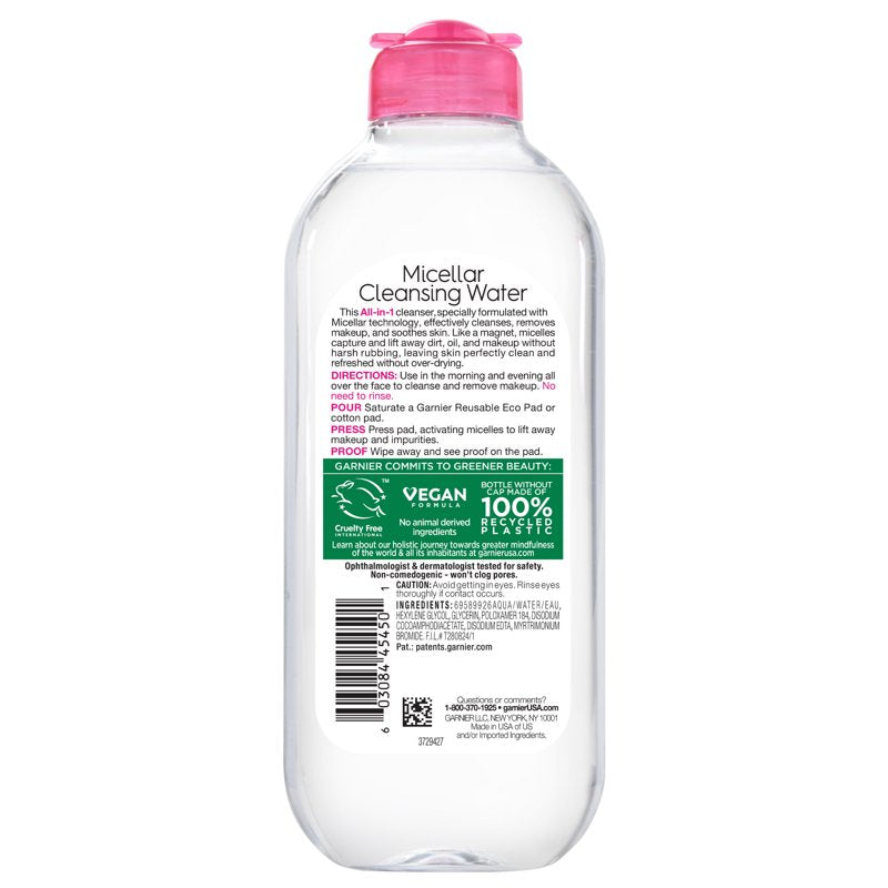 All-in-1 Micellar Cleansing Water and Makeup Remover, Gentle Face Cleanser
