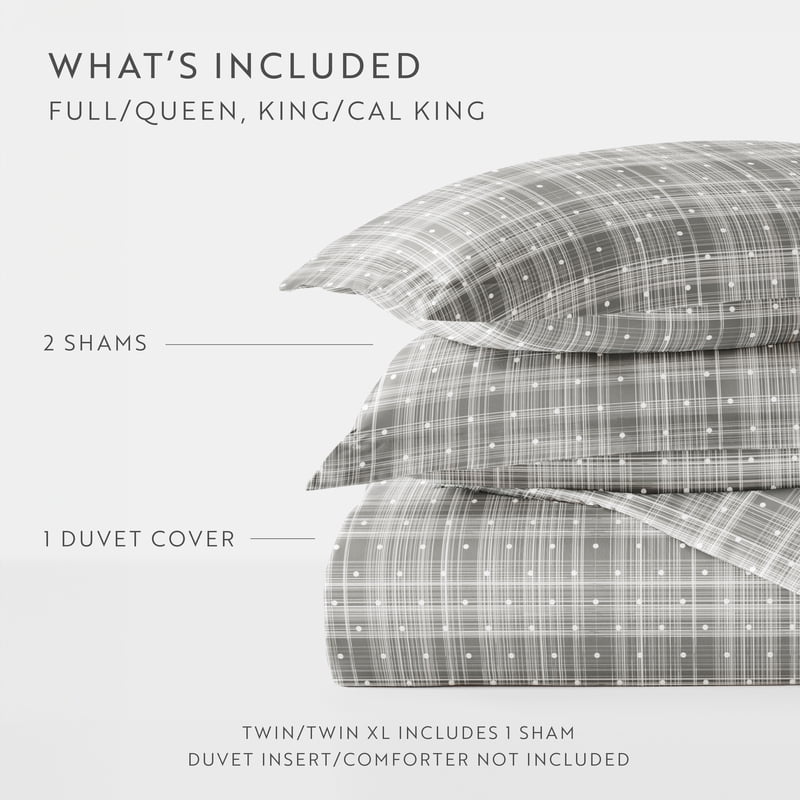 Twin XL Gray Polka Dot Duvet Cover Set - 2-Piece Microfiber Bedding