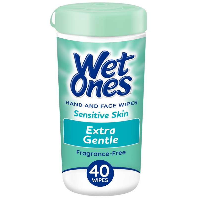Sensitive Skin Hand Wipes - Fragrance Free, Hypoallergenic, 40 Ct Canister