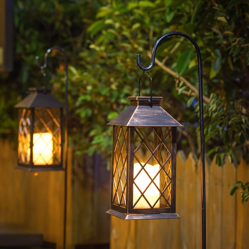 Outdoor Solar Lantern with Flickering Flameless LED Candle - Waterproof Garden Decor - Variation 1
