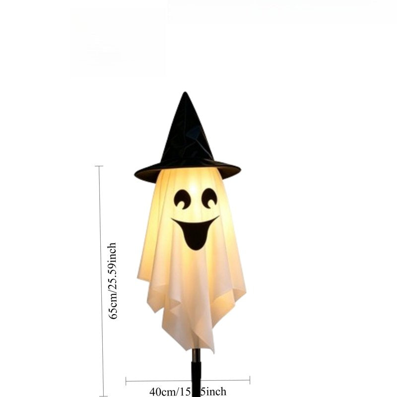 LED Ghost Yard Stake Light with Witch Hat - Battery Powered Halloween Decor - Variation 1#K