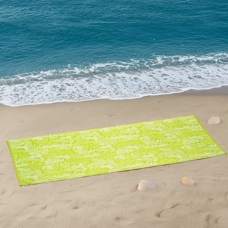 Beach Towel Set 2 Pack - Cheetah and Stripe Pattern, 72x38 Inches, Green