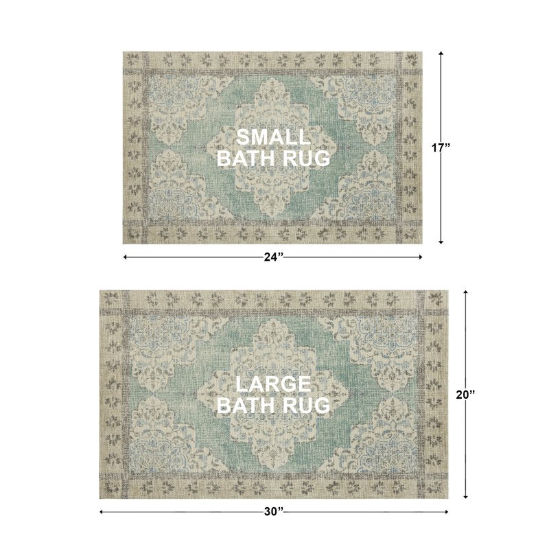Bath Rug Set with Medallion Pattern - Green, 2-Piece, Cool Green River Variation
