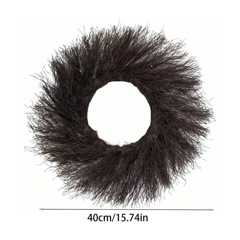 Black Dead Branch Wreath - 15.7 Inch Natural Twig Front Door Decor for Halloween & Fall
