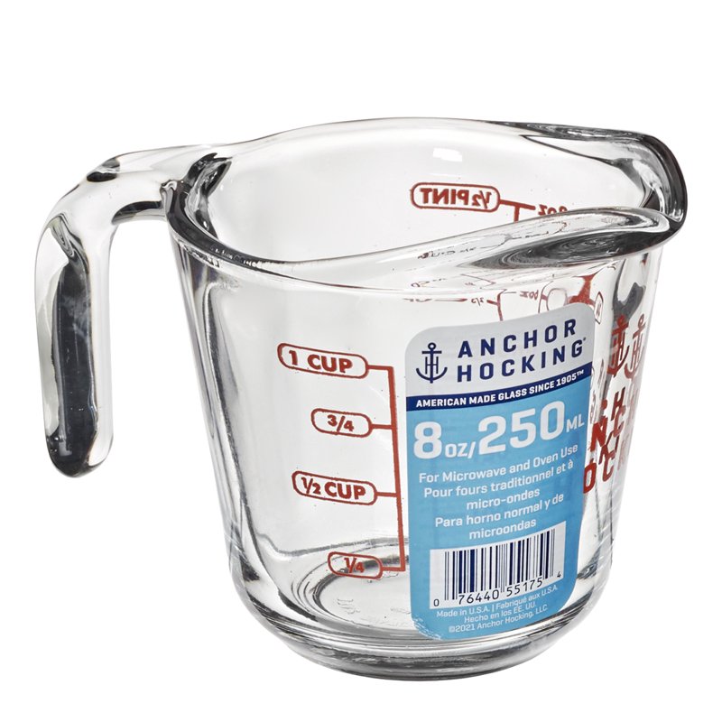 8 oz Glass Measuring Cup with Easy-Grip Handle and Spout