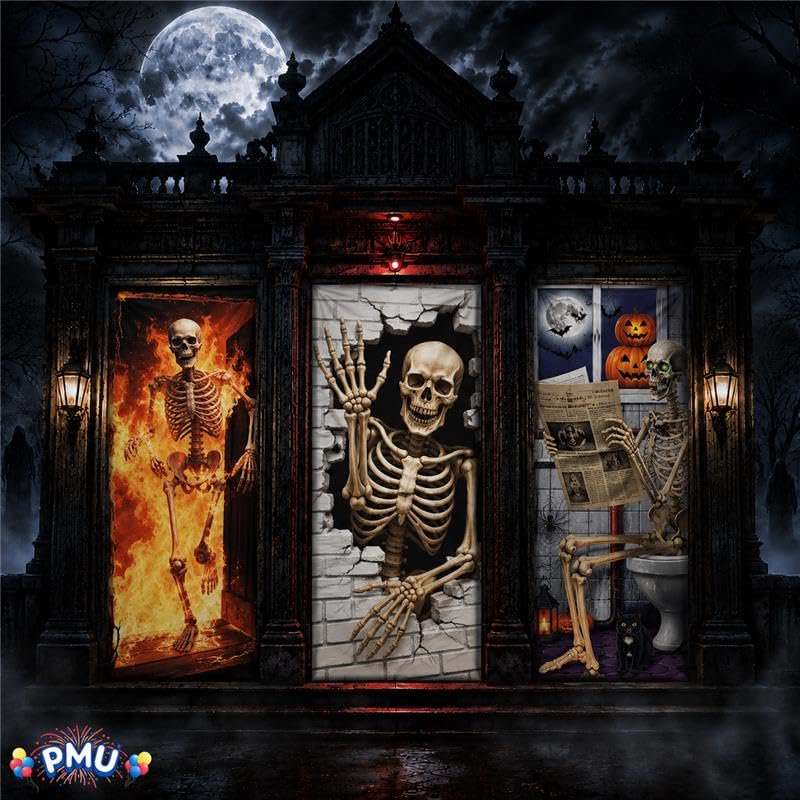 Halloween Door Cover Set - 3 Piece Spooky Halloween Decor, Pkg of 1, 8 Bundles