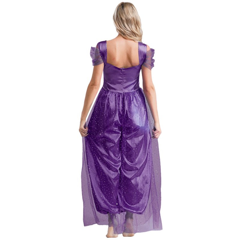Women's Shiny Sequin Belly Dance Jumpsuit - Dark Purple 4XL, Stage Costume