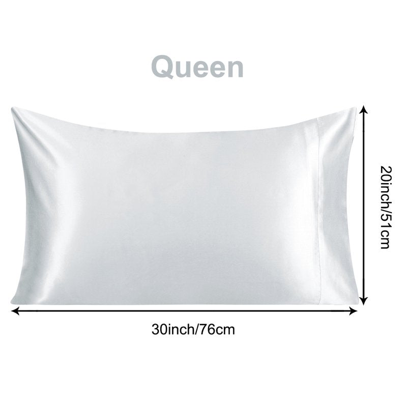 Silk Pillowcase for Hair and Skin - Queen, Silver Gray, 19 Momme, 350 Thread Count