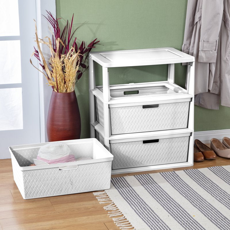 Sterilite Wide 3 Drawer Storage Tower with Removable Plastic Bins - White, Variation of 3, Single