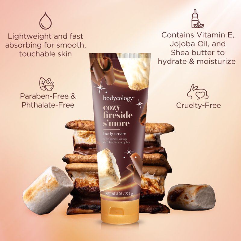 Cozy Fireside S'more Body Cream - 8 oz Moisturizing Shea Butter