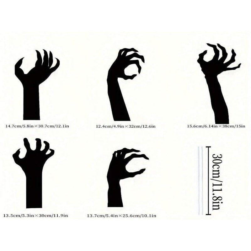 Halloween Metal Ghost Hand Yard Stakes - Black Ground Insert Ornaments - Variation Q#1