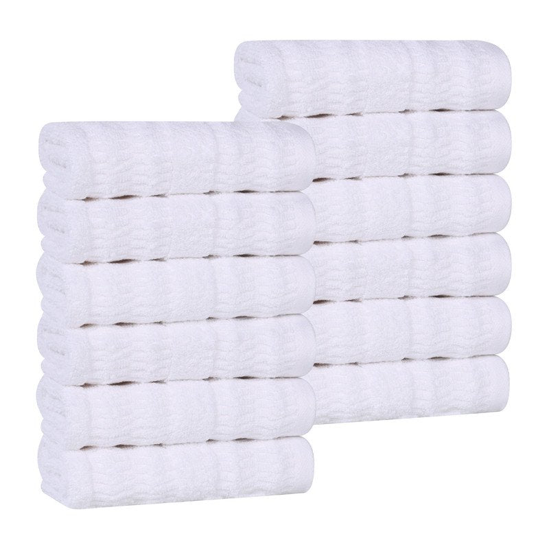 White Face Towel Set of 12 - Soft, Quick-Dry Cotton Washcloths - Superior Mika