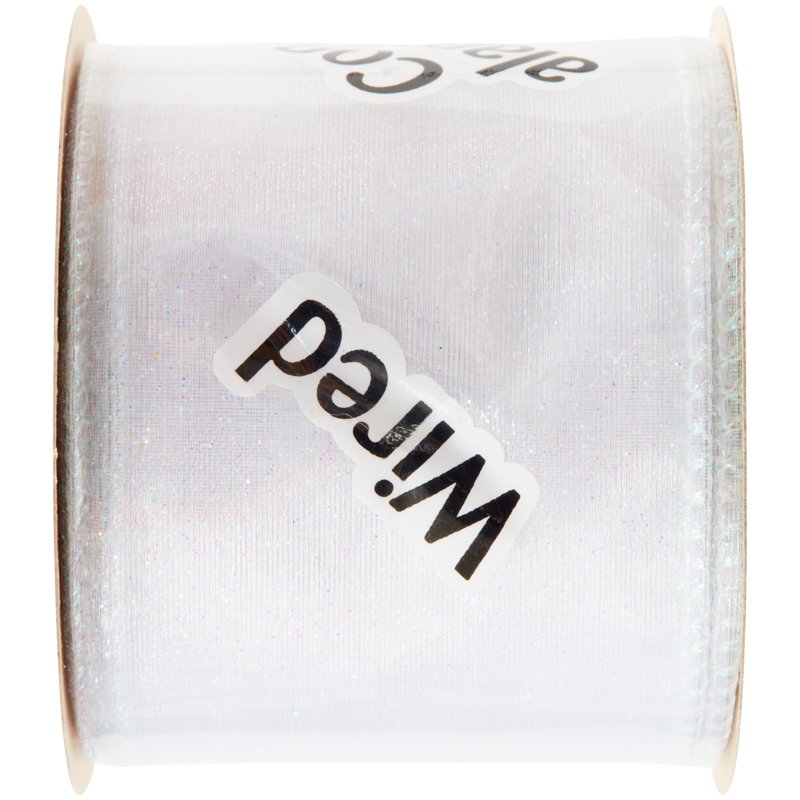 (2 Pack) Offray White 2.5 Inch Wired Edge Sheer Metallic Ribbon - 9 Feet for Weddings & Crafts