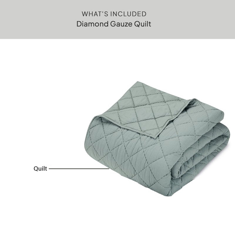King Sage Diamond Gauze Quilt - Reversible Cotton Bedspread for Full/Queen
