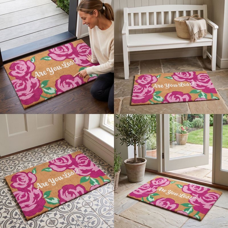 18x30 Inch Rose Floral Welcome Doormat