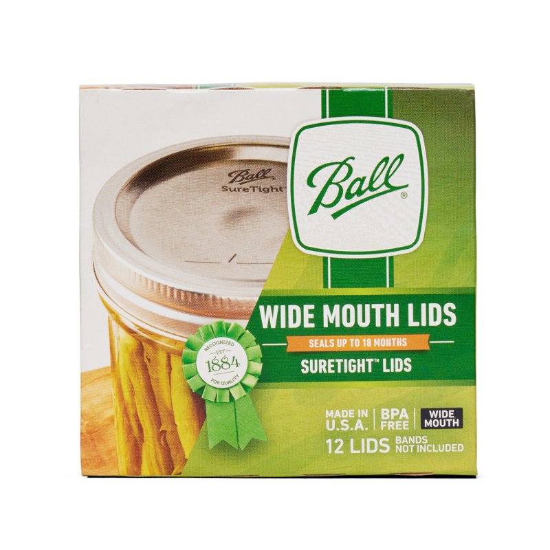 Ball Wide Mouth Mason Jar Lids - 12-Pack Without Bands