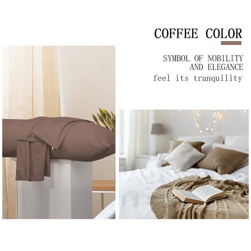 20x48 Cotton Zippered Body Pillowcase - Coffee, 100% Egyptian Cotton