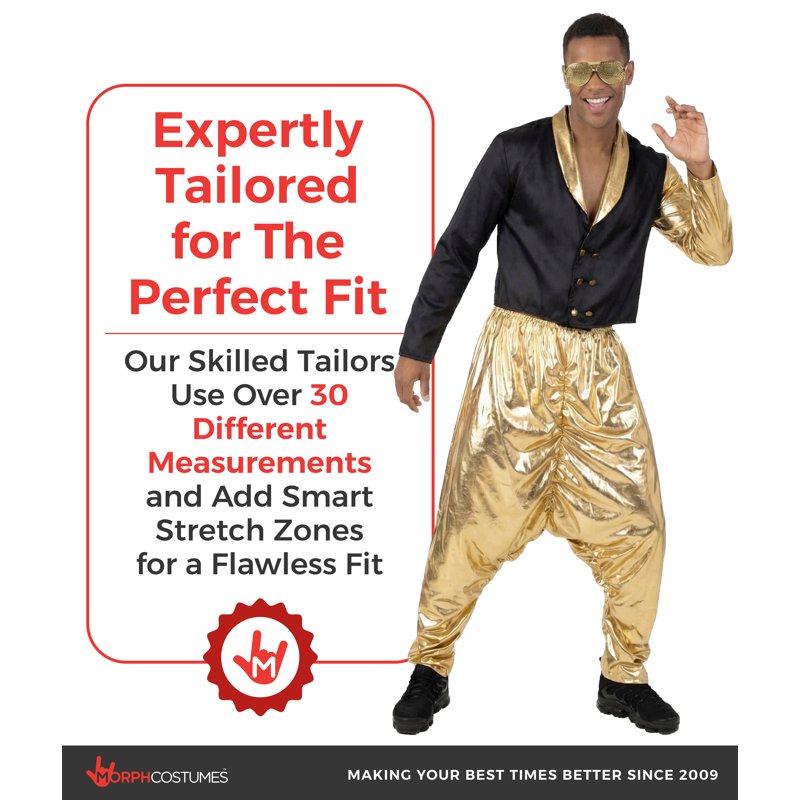 Morph Mens 1990s Gold Rapper Costume XL - Old School MC Fancy Dress Halloween