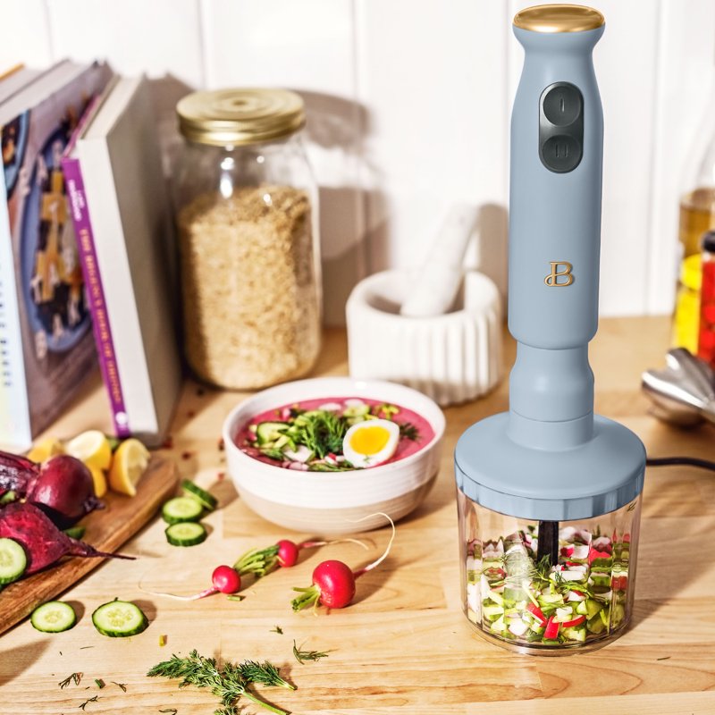 2-Speed Immersion Blender with Chopper & Measuring Cup - Cornflower Blue