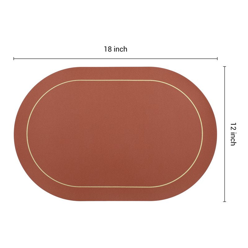 Faux Leather Placemats - Washable Table Mats 6pk - Brown/Gray