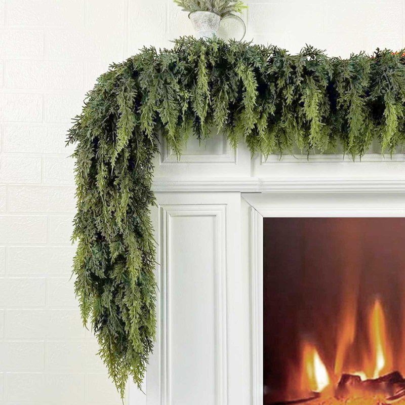 Artificial Christmas Cedar Garland 5.9ft Green Winter Greenery Foliage - Variation F