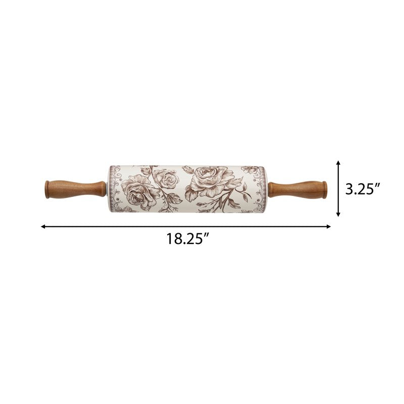 Ceramic Rolling Pin with Wood Handles - Agatha Brown