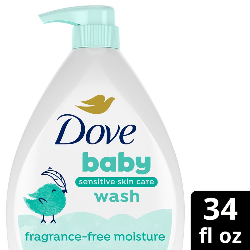 Baby Wash for Sensitive Skin - Fragrance-Free & Hypoallergenic, 34 fl oz