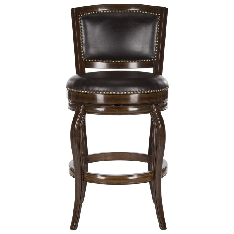 Industrial Swivel Bar Stool with Footrest - Espresso/Brown