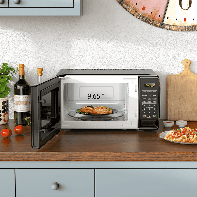 Compact 0.7 cu ft Countertop Microwave Oven - Black