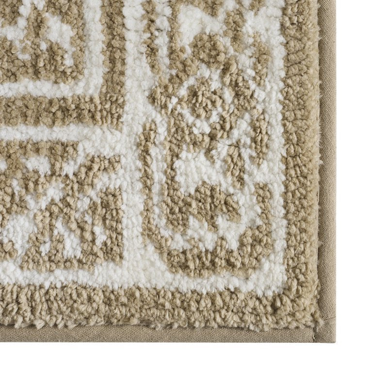 Lacey Taupe Medallion Knitted Bath Rug Runner - 24 x 60 Inches