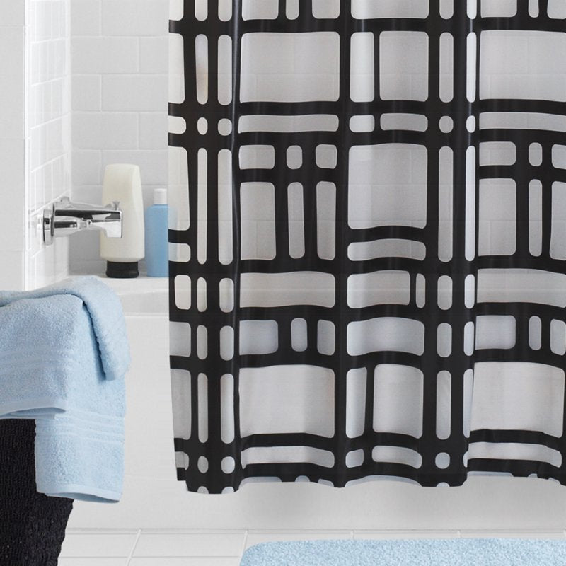 Waterproof PEVA Shower Curtain with Geometric Frosted Design - 70 x 72 Inches