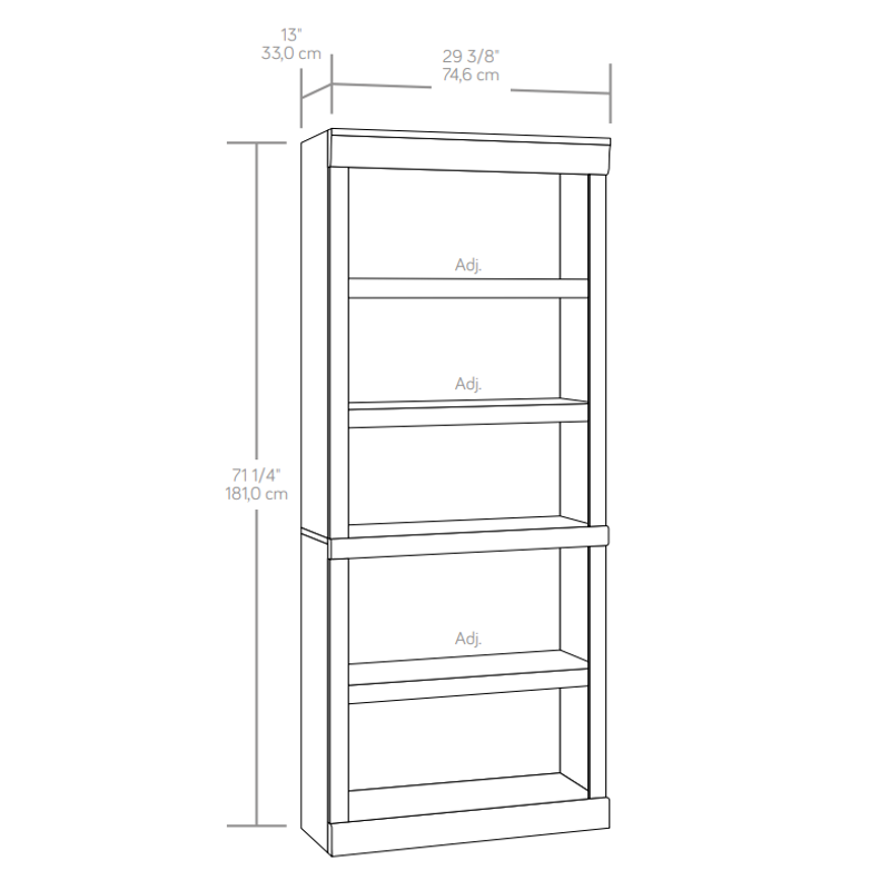 5-Shelf Bookcase in Rustic Gray - Glendale Collection