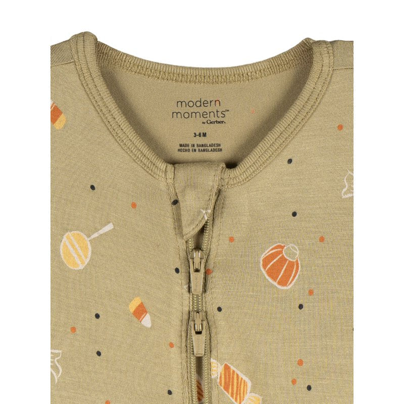 Olive Gray Trick Or Treat Baby Pajama Footed Sleep 'N Play - 6-9 Months