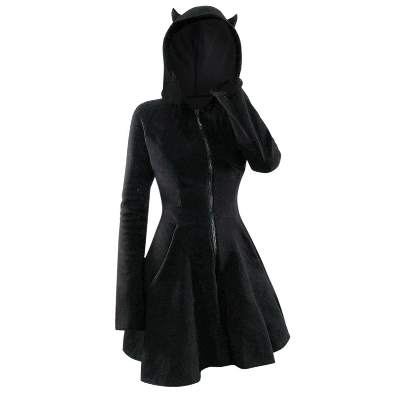 Women's Gothic Hoodies Dress CC-Black & Formal Wedding Guest Style M