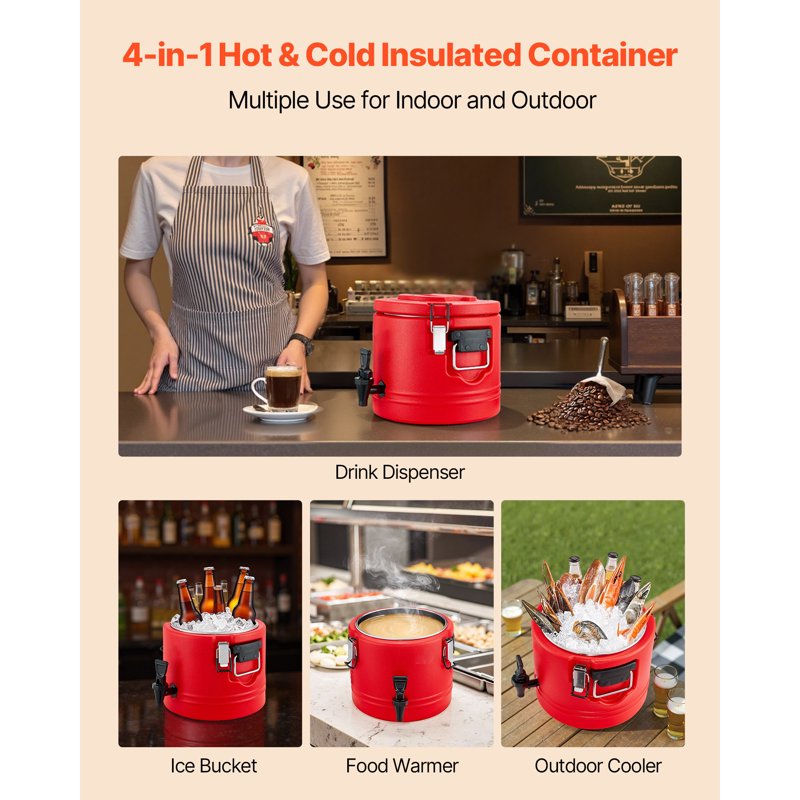 Insulated Beverage Dispenser - 2.2 Gal Thermal Drink Server with Spigot
