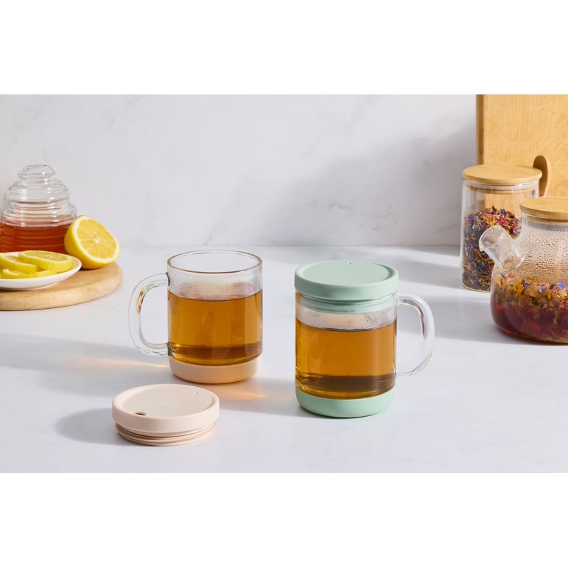 12oz Glass Travel Mug with Lid - Sage Color