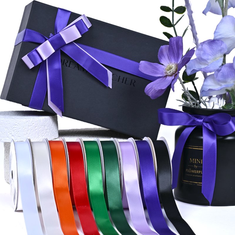 Black Satin Ribbon 5/8 Inch Wide - 7 Yards for Crafts & Gift Wrapping