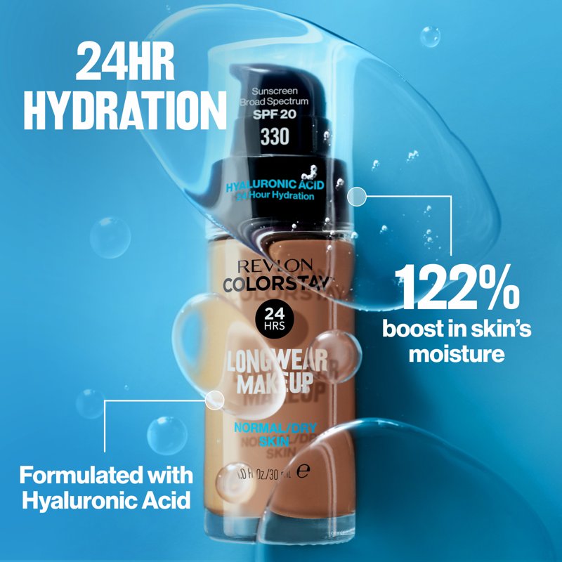 Longwear Liquid Foundation for Normal to Dry Skin with Hyaluronic Acid SPF 20