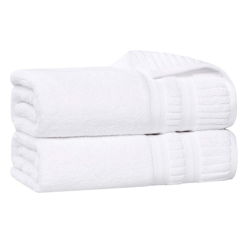 White Bath Sheets Set of 2 - Superior Venice Ribbed Zero Twist Cotton