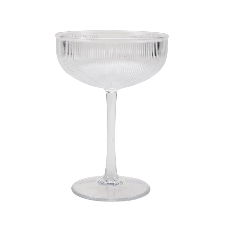 Clear Ribbed Tritan Coupe Glass Set - 4-Piece Drinkware