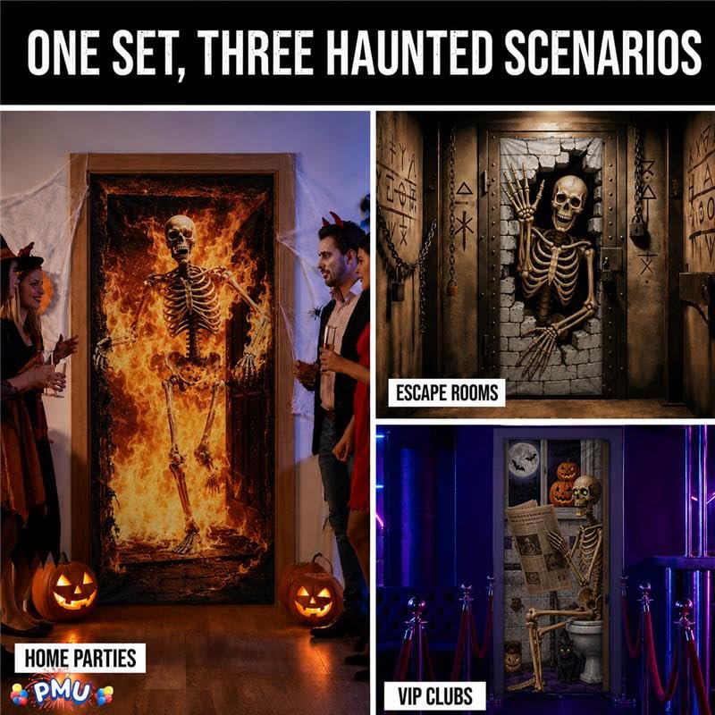 Halloween Door Cover Set - 3 Piece Spooky Halloween Decor, Pkg of 1, 8 Bundles