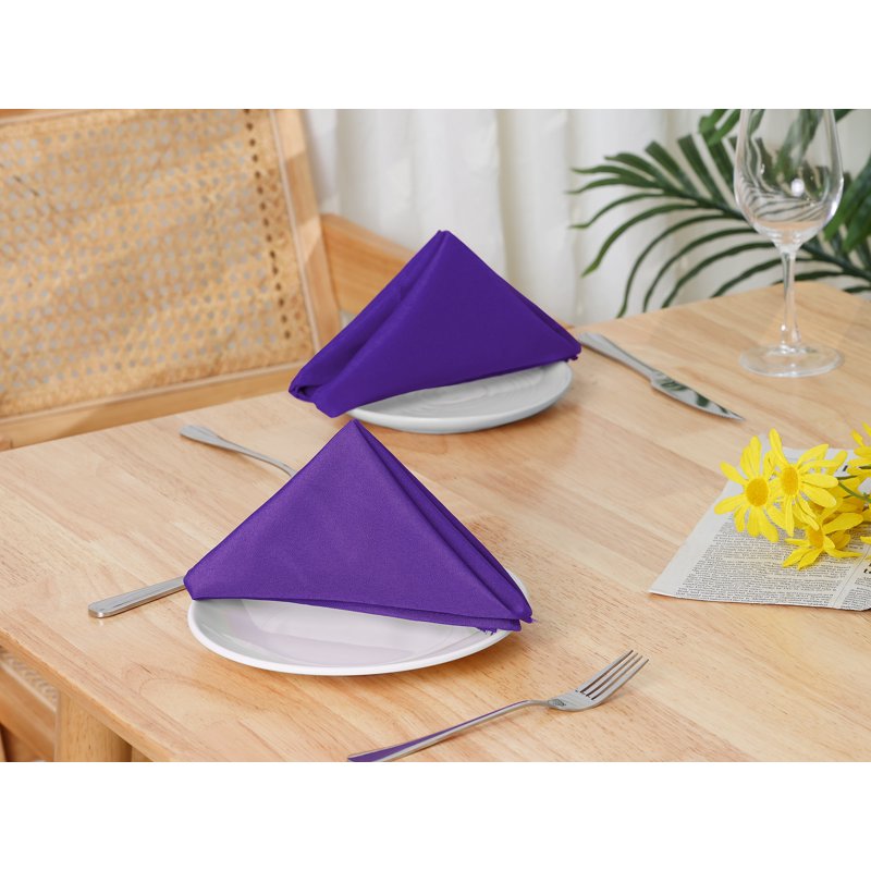 6 Pack Dark Purple Polyester Cocktail Napkins - 18x18 Inch