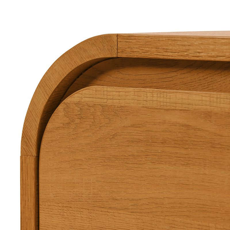 Warm Honey Curved Accent Cabinet with 2 Doors & 3 Shelves