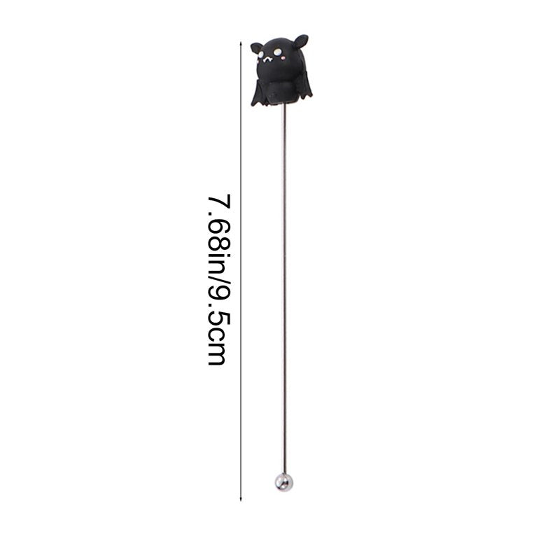Halloween Black Stainless Steel Cocktail Mixing Spoon with Ghost & Witch Hat Design