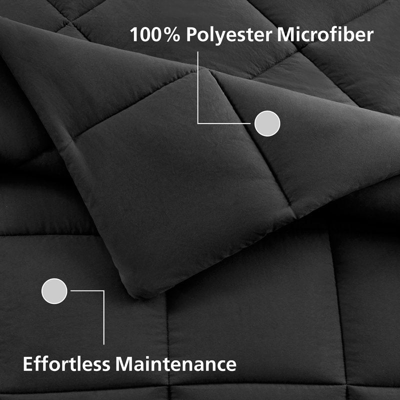 Queen Reversible Down Alternative Bed-in-a-Bag Set - Black, 7 Pieces