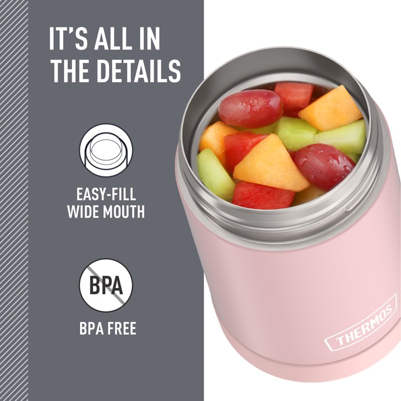 16oz Insulated Food Jar with Folding Spoon - Sunset Pink